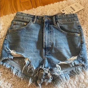 Zara high rise denim shorts